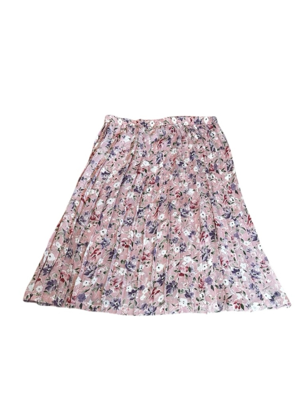 Vintage Floral Pleated Skirt Pink Purple Feminine Cottagecore Balletcore